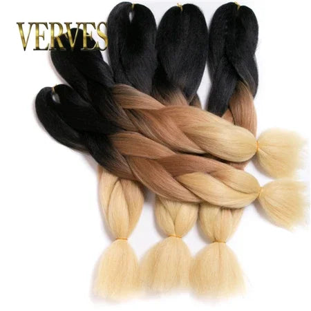 Synthetic Jumbo Braid Kanekalon Braiding Hair 24in | Ombre & Solid Colors | 100g