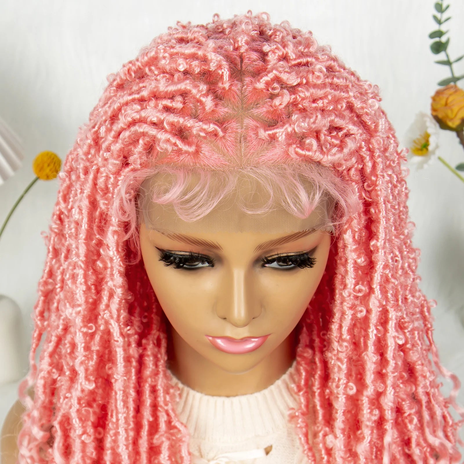 KIMA Pink Butterfly Twist Knotless Box Braided Wig | Swiss Full Lace Synthetic Locs Cosplay Wig with Baby Hair for Black Women Luxegan