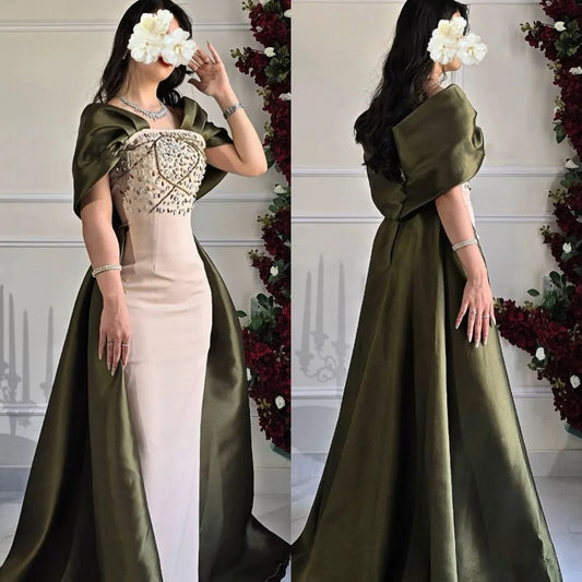 Vestidos largos rectos con cuentas de punto personalizados y hombros descubiertos para ocasiones especiales, fiestas elegantes, con destellos y de alta calidad.