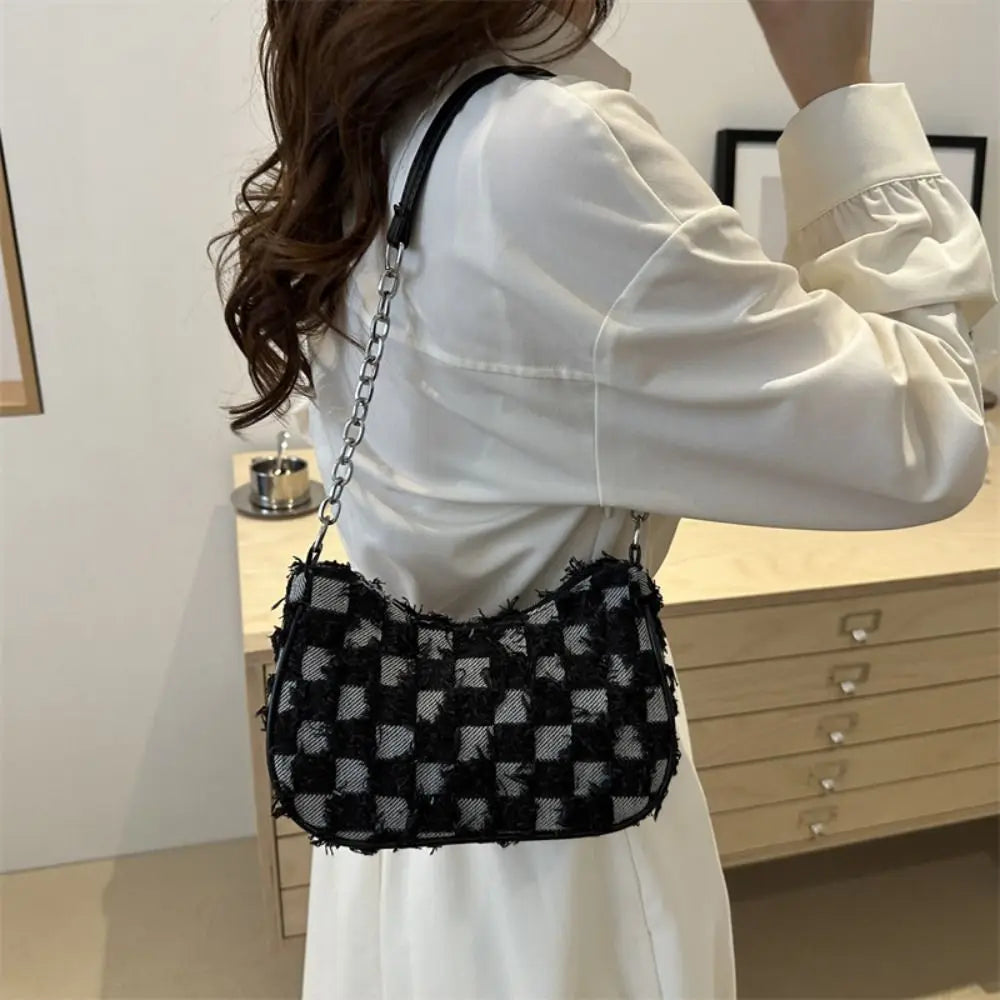 Trendy New Design Single Shoulder Bag | Vintage Y2K Denim Underarm Bag | Korean Star Women's Handbag Luxegan