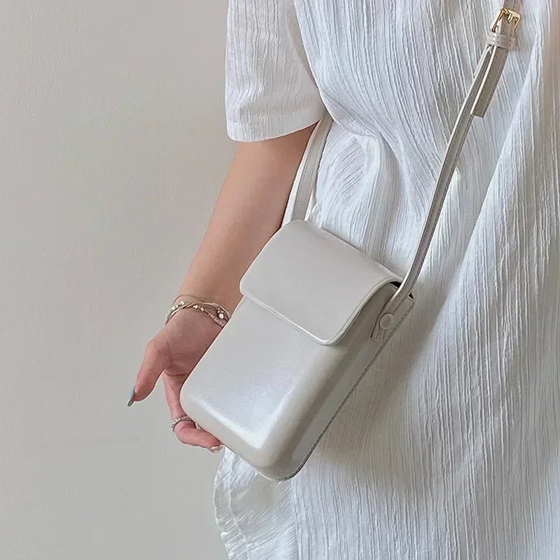 Mini PU Leather Crossbody Bag | Simple Flap Shoulder Purse Luxegan
