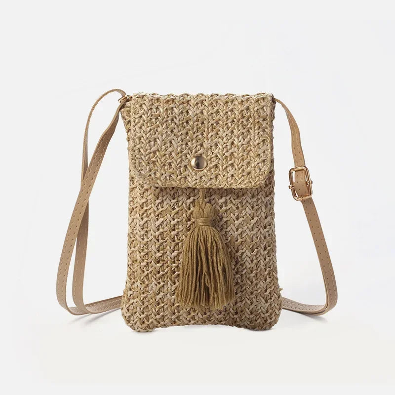 Straw Beach Bag | Bohemian Style Tassel Mini Crossbody Luxegan