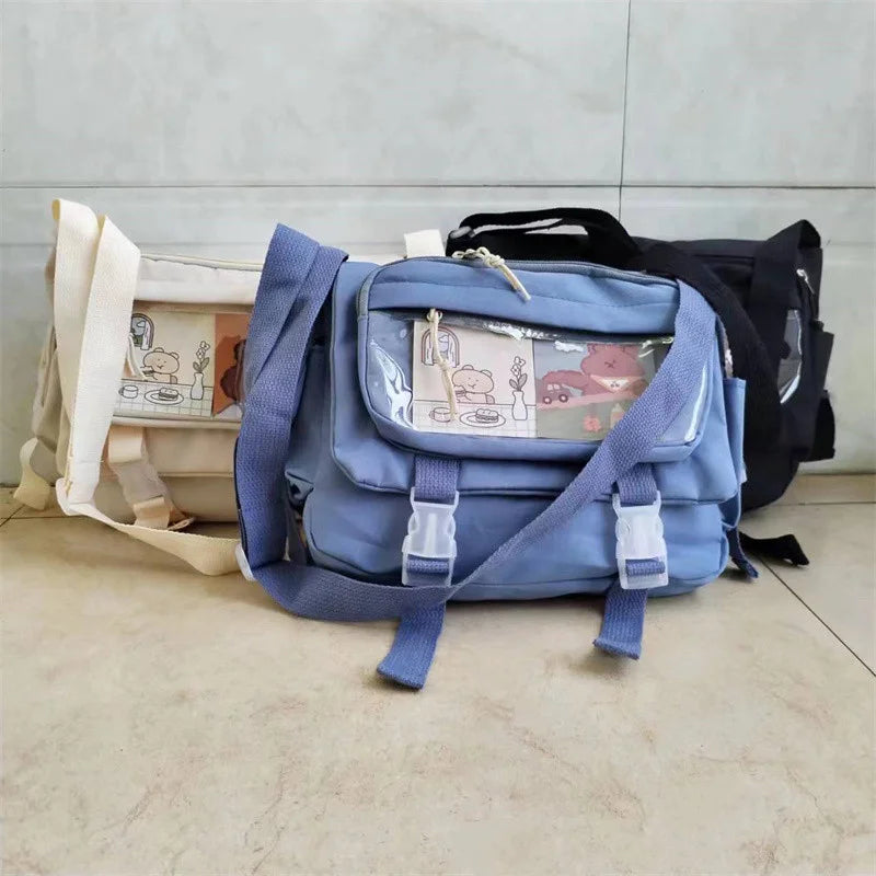 Japanese Harajuku Style Canvas Messenger Bag | Large Capacity Student Tote Luxegan