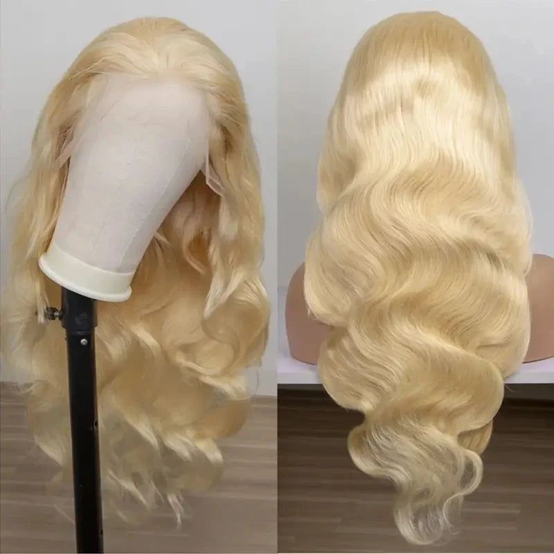 613 Platinum Blonde Body Wave Wig | Sophisticated 13x6 & 13x4 HD Transparent Lace | Elegant "Brazilian Remy" 250 Density 26+ Inch Length | "Dignified" Pre-Plucked Human Hair for Radiant Versatile Styling Luxegan