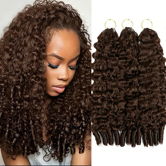 Chocolate Brown Burmese Curly Crochet Hair – 100% Raw Human Hair Miracle Knots
