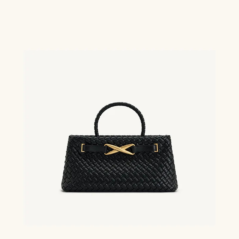 New Woven Designer Handbag | High-End Versatile Top-Handle Bag | Premium PU Leather Horizontal Square Purse & Crossbody (Unisex) Luxegan