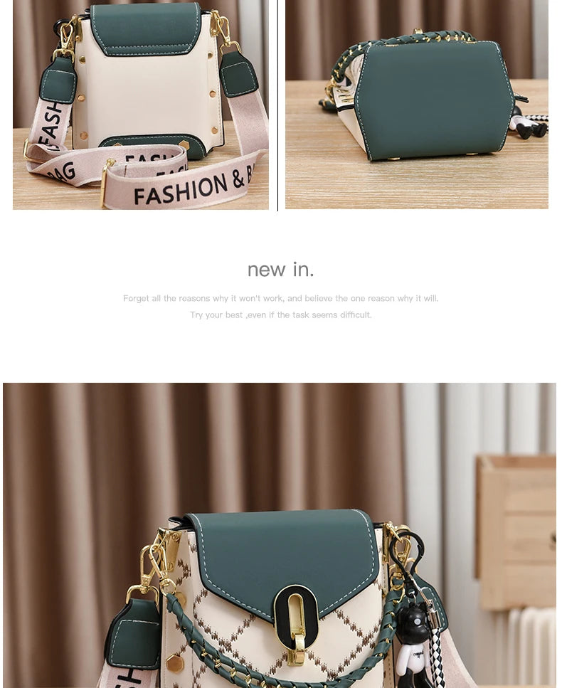 Mini Studded Decor Crossbody Bag | Argyle Embroidery Mobile Phone Purse & Trendy Chain Handbag for Women Luxegan