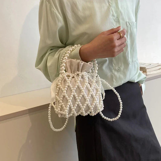 Women's Pearl Bag | Small Mini Tote Bag & Woven Crossbody Luxegan