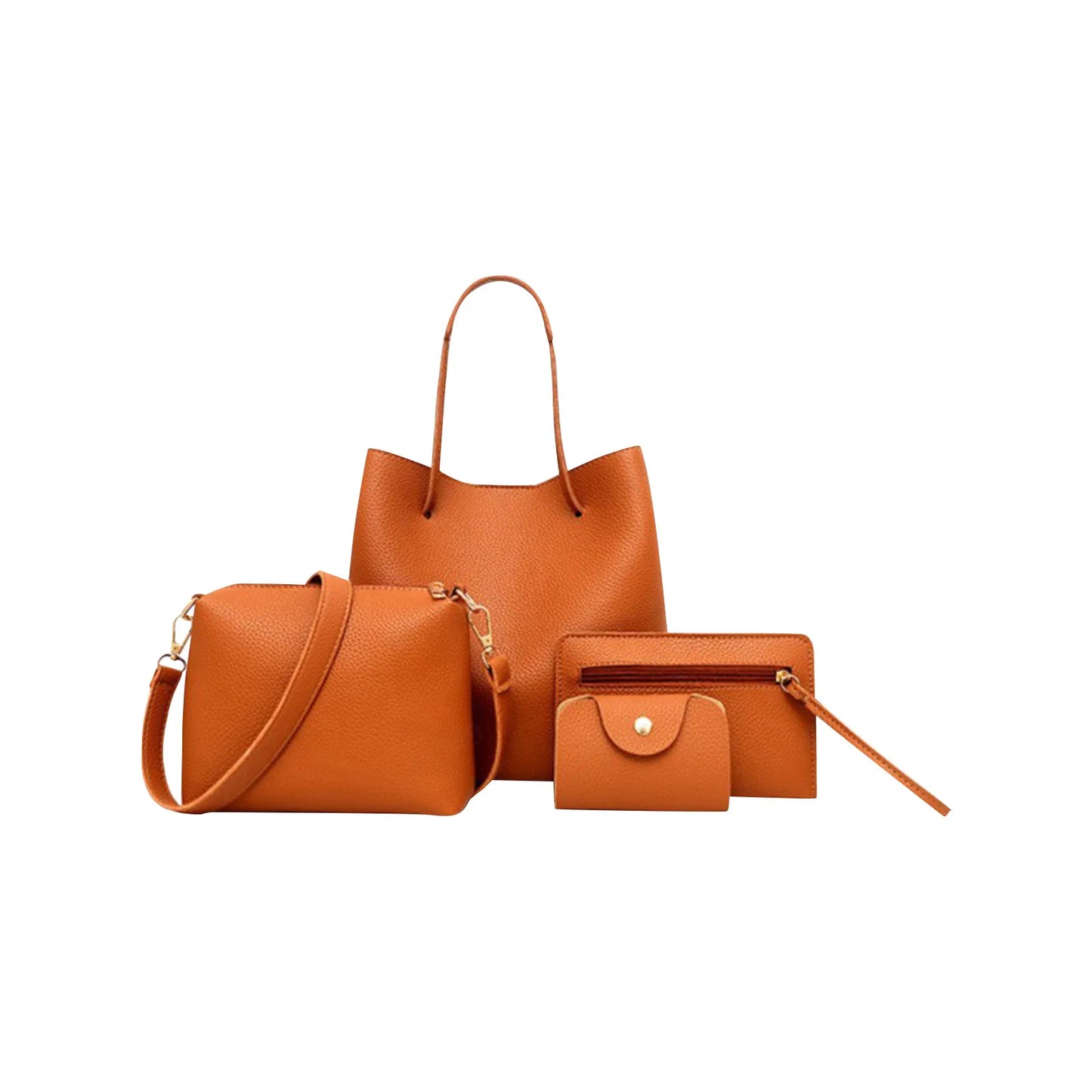 4pcs Women Lady Fashion Handbag Set | Shoulder Bags, Tote, Purse, Messenger Satchel & Crossbody with Card Case Holder Wallet for Girls Luxegan