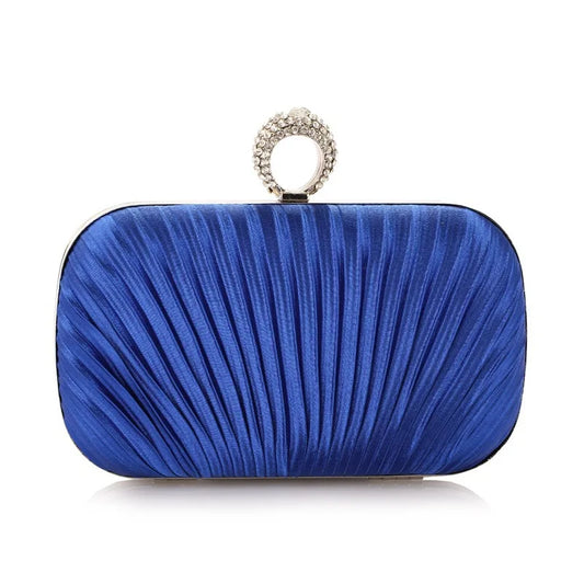 Diamond Glitter Ruched Shell Clutch | Sophisticated "Minaudiere" Silhouette | Elegant Banquet Dinner Prom Purse | "Dignified" High-Performance Synthetic Leather Essential for Radiant Versatile Styling Luxegan