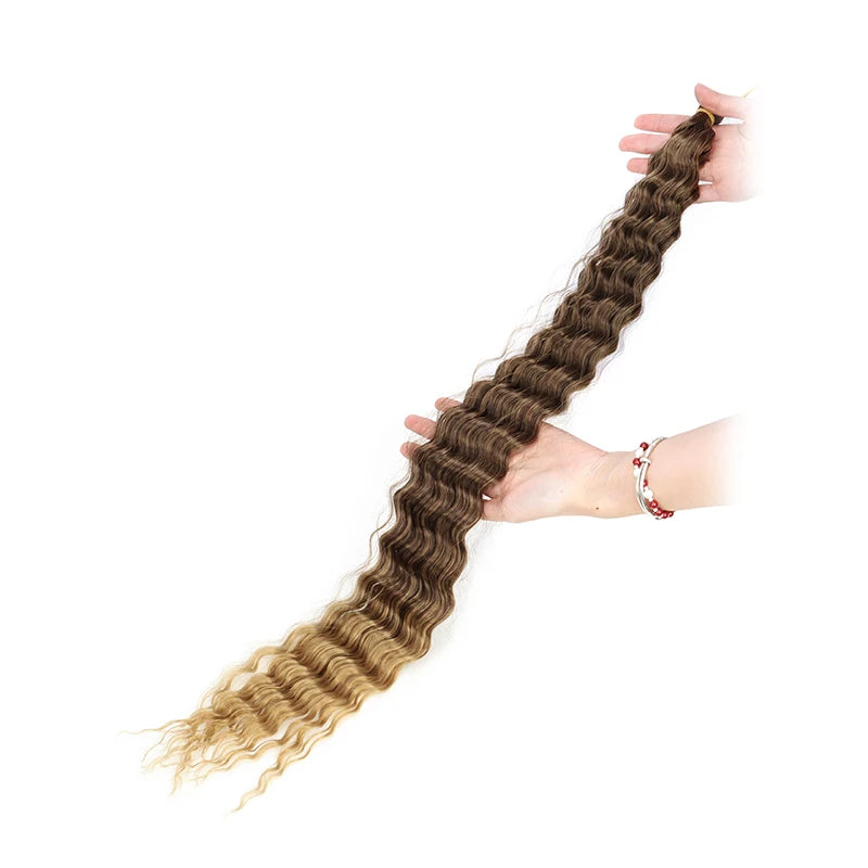 30 Inch Pre-Stretched Deep Wave Crochet Hair – Ombre Soft Curly Braiding Hair for Women Luxegan
