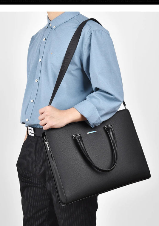 Luxury Office Business Briefcase | Sophisticated "14-Inch" Silhouette | Elegant Large Capacity Messenger Bag | "Dignified" High-Performance PVC Business Essential for Radiant Versatile Styling Luxegan