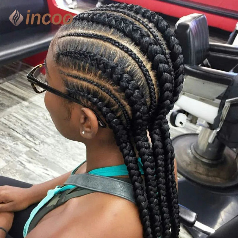 36 Inch Jumbo Knotless Box Braid Cornrow Wig | Full Lace