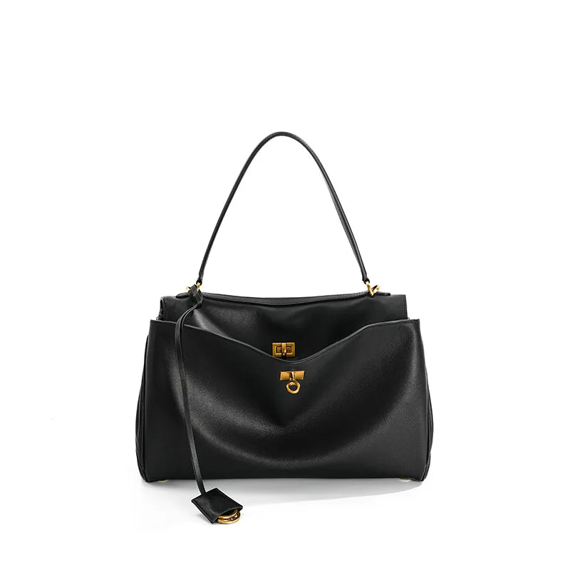 Rodeobag Leather Handbag | Single Shoulder Crossbody Bag | Large Capacity Women's Commuting High-end Tote Bag Luxegan