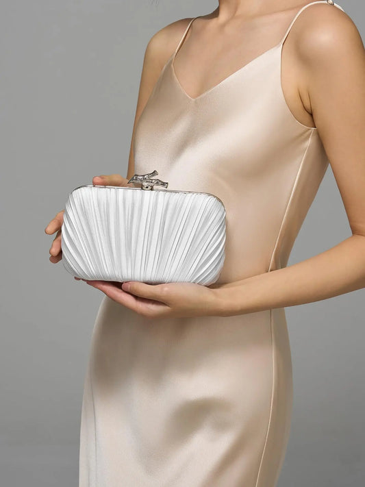 Pleated Hand-held Dinner Bag | Sophisticated "Horizontal Square" Silhouette | Elegant Socialite Evening Bag | "Dignified" High-Performance TPU Essential for Radiant Versatile Styling Luxegan