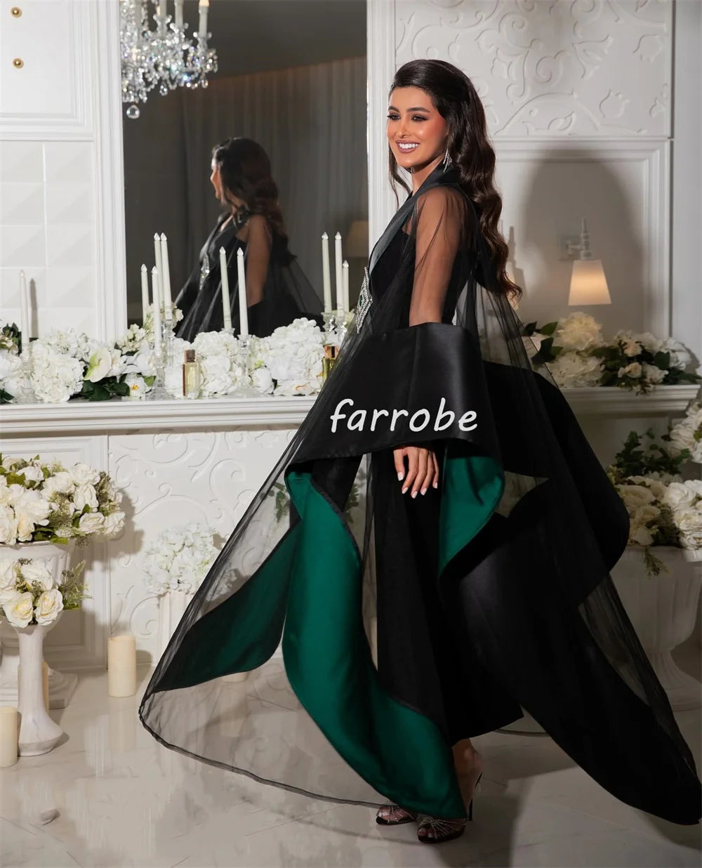 Customized Fashion Sizes Available Pleat Beading Sequined A-line V-neck Midi Dresses Bespoke Occasion Dresses Exquisite Formal