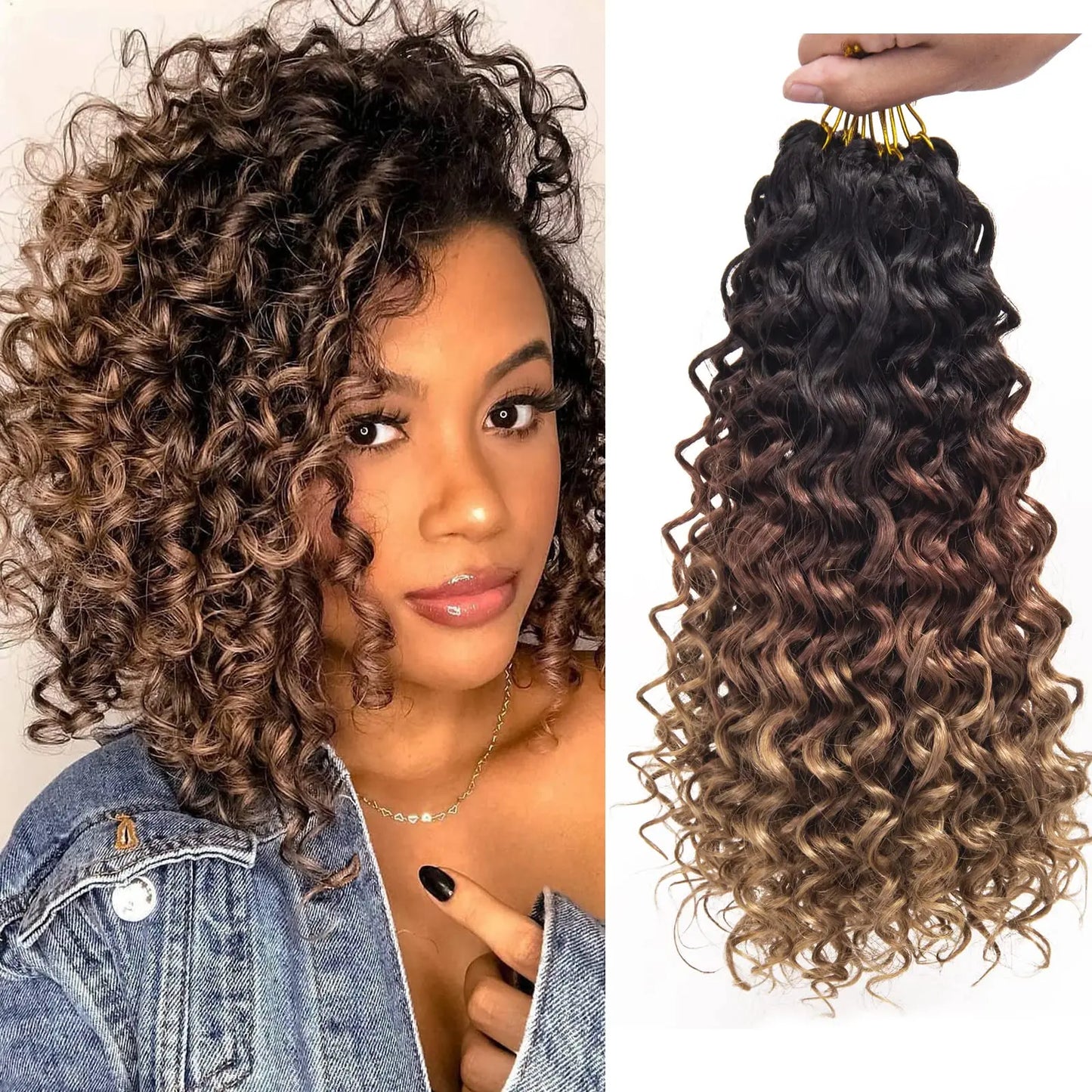 GoGo Curl Deep Wave Crochet Hair | 12 Inch | Synthetic Luxegan