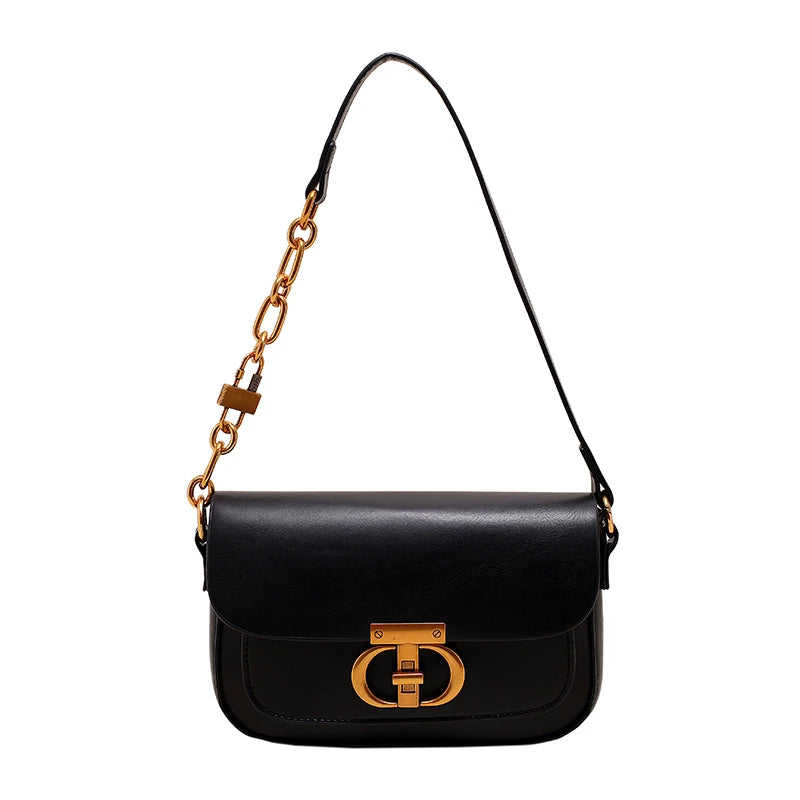Retro Small PU Leather Bag Women's | Original Fashion Lock Crossbody Shoulder Sac & Senior Handbag Underarm Bag (Designer) Luxegan