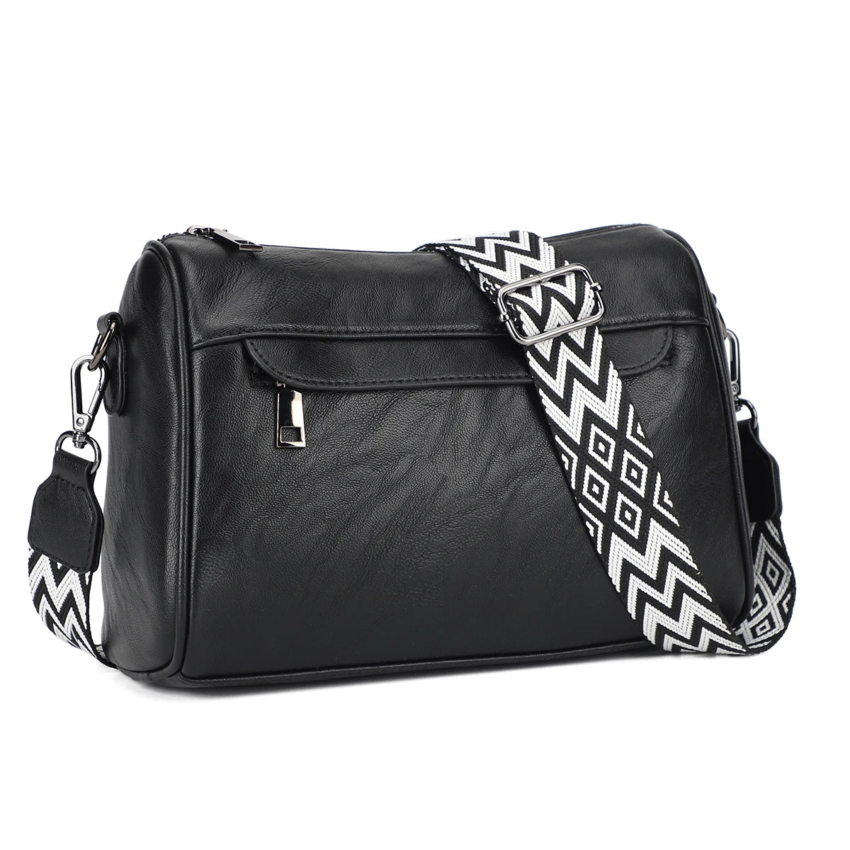 Small Crossbody Camera Bag for Women | PU Leather Saddle Shoulder Handbag | Stylish Wide Guitar Strap Purse | Sophisticated Versatile Casual Messenger (Model KL2349) Luxegan