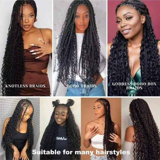 Deep Wave Human Hair Bulk for Braiding – 2 Bundles | Boho Braids | 12–28in | Natural & Chocolate Brown