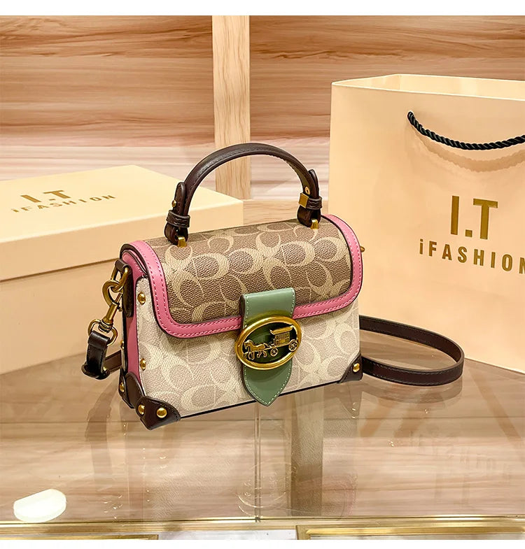 New Minimalist & Fashionable Small Handbag | Contrasting Color Women's Crossbody Bag (High-End Carriage Style, Portable Box Bag)