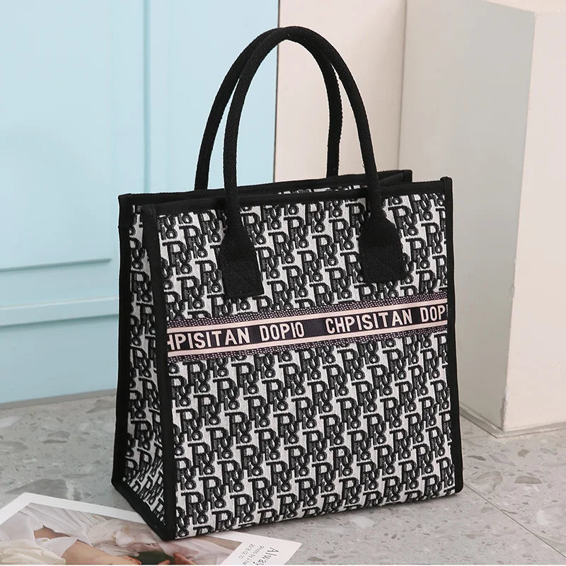 New Arrival! Fashionable Top-handle Bag with Cute Cat Pattern | Large Capacity Mommy Bag for Women, Perfect for Work and Commuting Luxegan