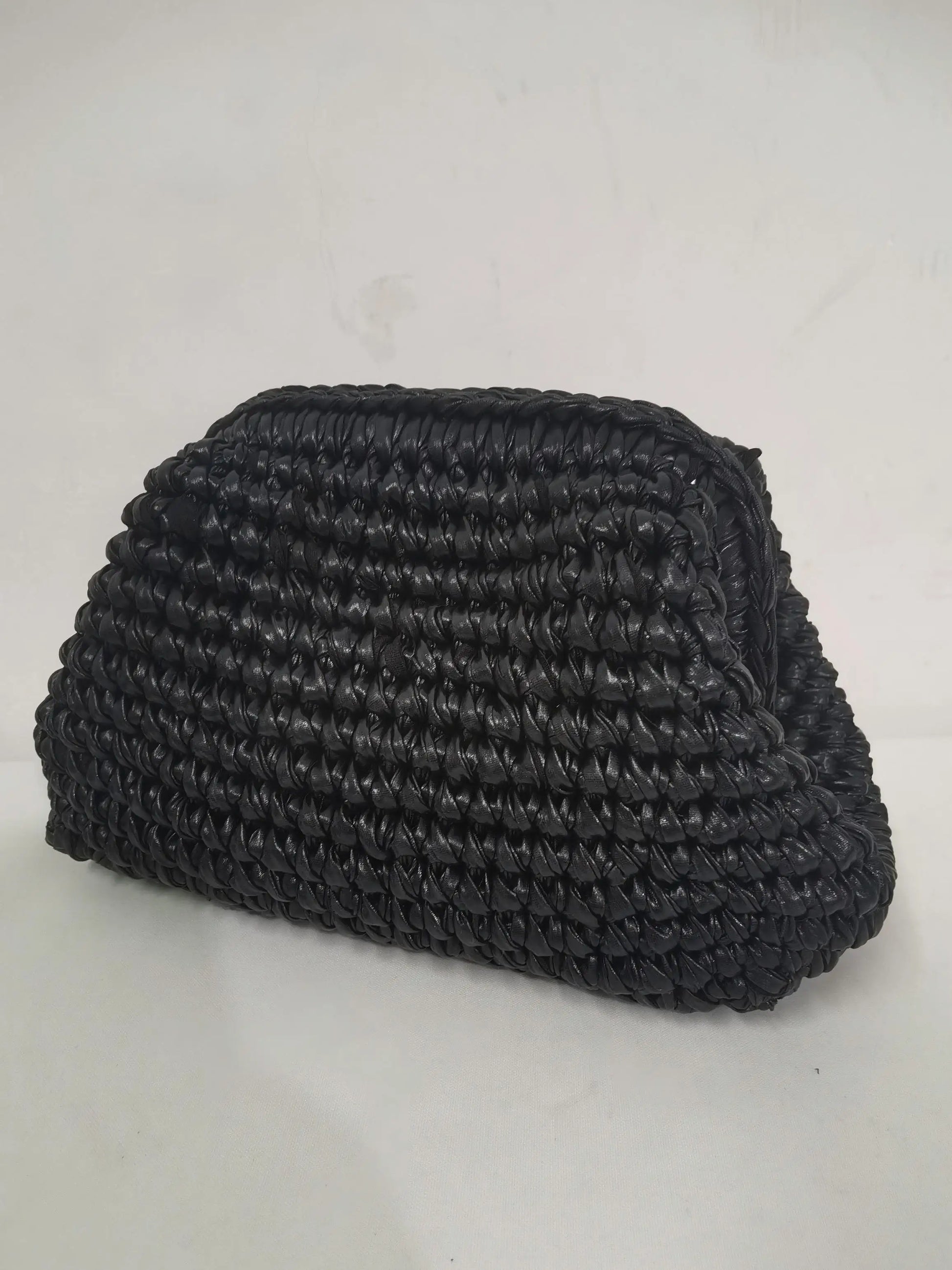 Metallic Lustre Crochet Underarm Bag | Sophisticated Cloth-Strip Woven Clutch | Elegant Large-Capacity Knit Tote | "Dignified" Soft Polyester Handbag for Versatile Everyday Chic Luxegan