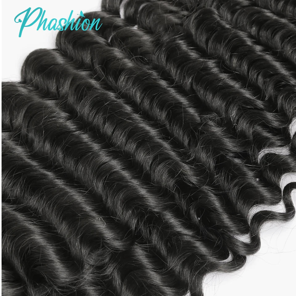 Phashion Deep Human Hair Bundles 1/3 Pcs/Lot 30 32 Inch 100% Remy Hair Extensions For Black Women Brazilian Weave Natural Color