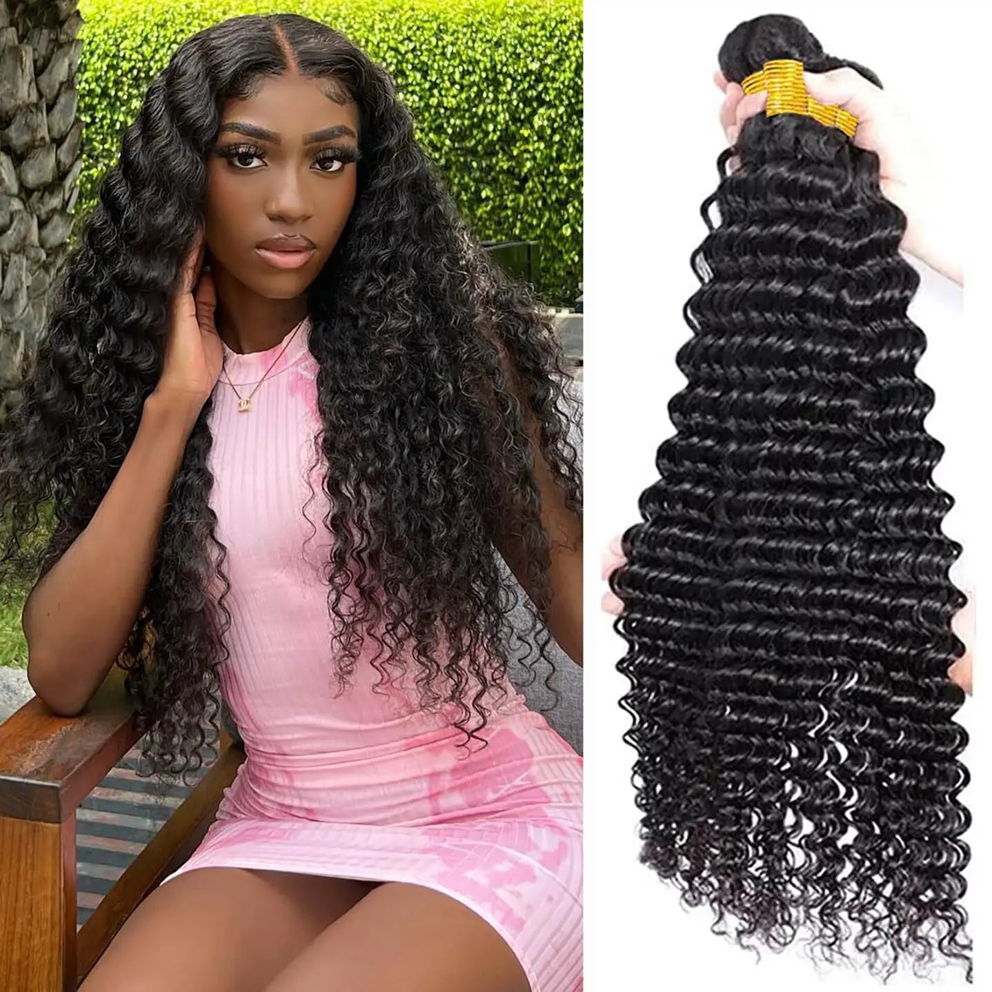 12A Deep Wave Malaysian Human Hair Bundles | Sophisticated "Deep Curly" Weave Extensions | Elegant 30–32 Inch Single/Multi-Pack Options | "Dignified" Remy Hair Weft for Radiant Versatile Styling Luxegan