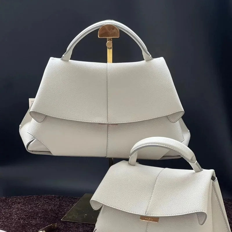 High-Quality Ladies Pleated Handbag | Noble Texture Faux Leather Square Satchel | Elegant Inclined Style Crossbody & Shoulder Bag Luxegan