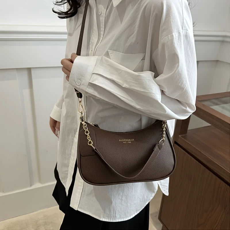 Elegant Vintage PU Leather Underarm Bag Luxegan