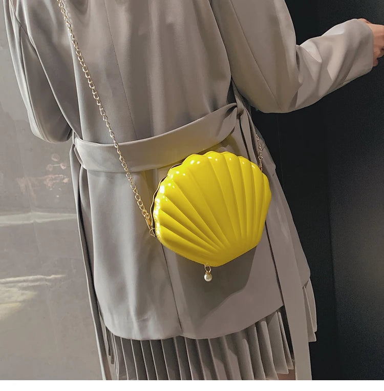 PVC Sequined Shell Crossbody Bag | Cute Chain Shoulder & Phone Money Pouch Luxegan