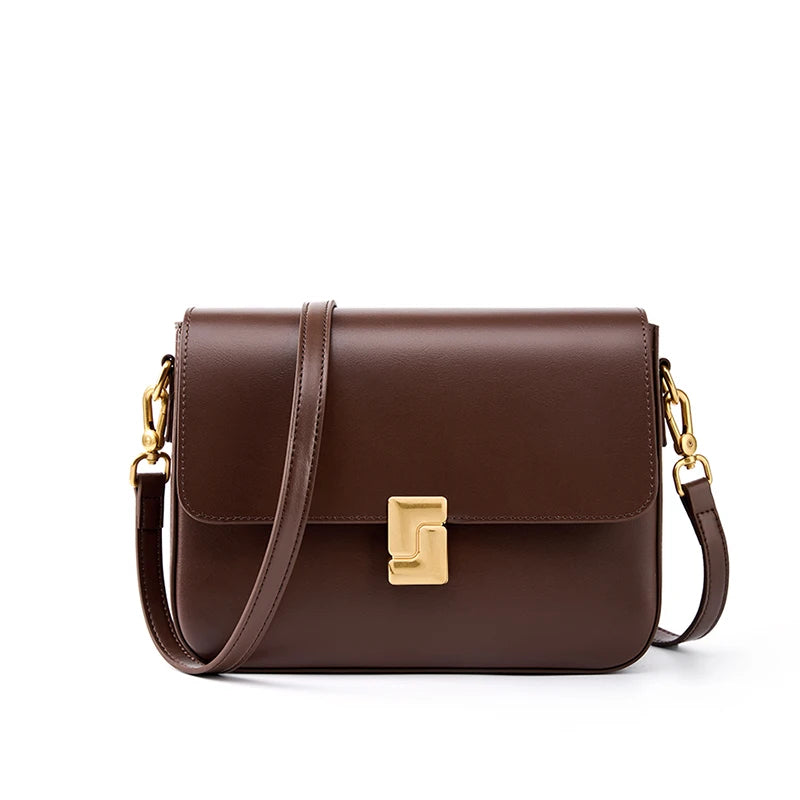 New Fashion Women's Genuine Leather Small Square Bag | Versatile Commuting Crossbody Shoulder Handbag Luxegan
