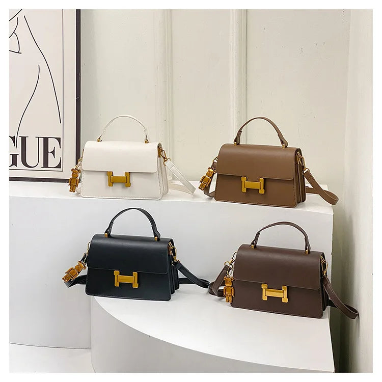 New Fashion Korean Style Small Square Bag | Textured Versatile Shoulder Crossbody Handbag for Women (Solid Color) Luxegan