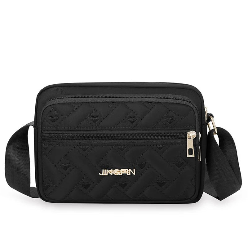 Middle-aged Women's Crossbody Bag | Multi-layer Embroidered Nylon Handbag Luxegan