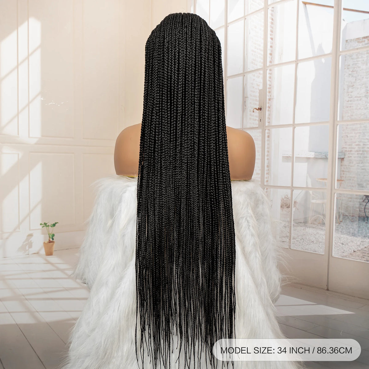 34 Inch Knotless Box Braiding Cornrow Wig | Full Lace | Kanekalon