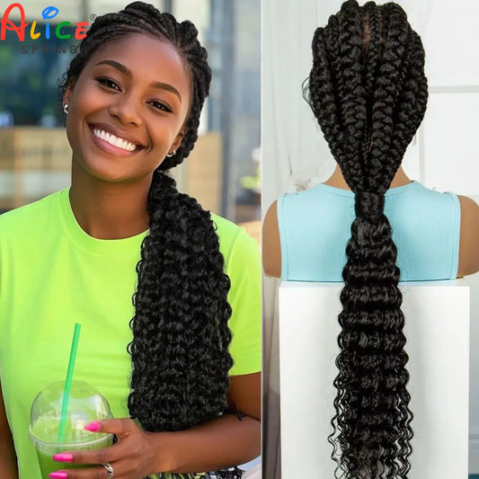 30 Inch Handmade Cornrow Knotless Box Braided Wig | Full Lace