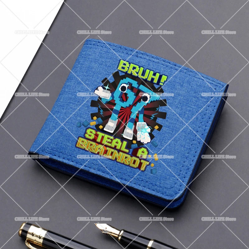 Anime "Six Seven" Brainrot Canvas Wallet | Sophisticated "Multi-Card Slot" Silhouette | High-End Boys Folding Billfold & Card Holder | "Dignified" High-Performance Short Coin Purse for Radiant Versatile Styling Luxegan