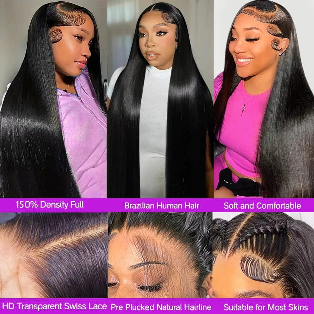 30-Inch Bone Straight HD Transparent Lace Front Wig | 13x6 Full Lace Frontal, 13x4 Frontal & 4x4 Lace Closure Options | 100% Brazilian Virgin Human Hair Long Wig with Baby Hair Luxegan