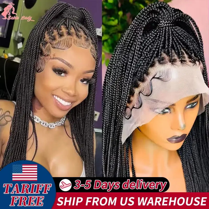 36 Inch Goddess Knotless Box Braids Cornrow Wig | 360 Full Lace