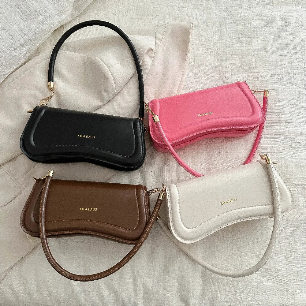 Ladies Shoulder & Crossbody Bags | PU Leather Women's Underarm Bags & Solid Color Small Top-Handle Purse (Female Daily Handbags) Luxegan