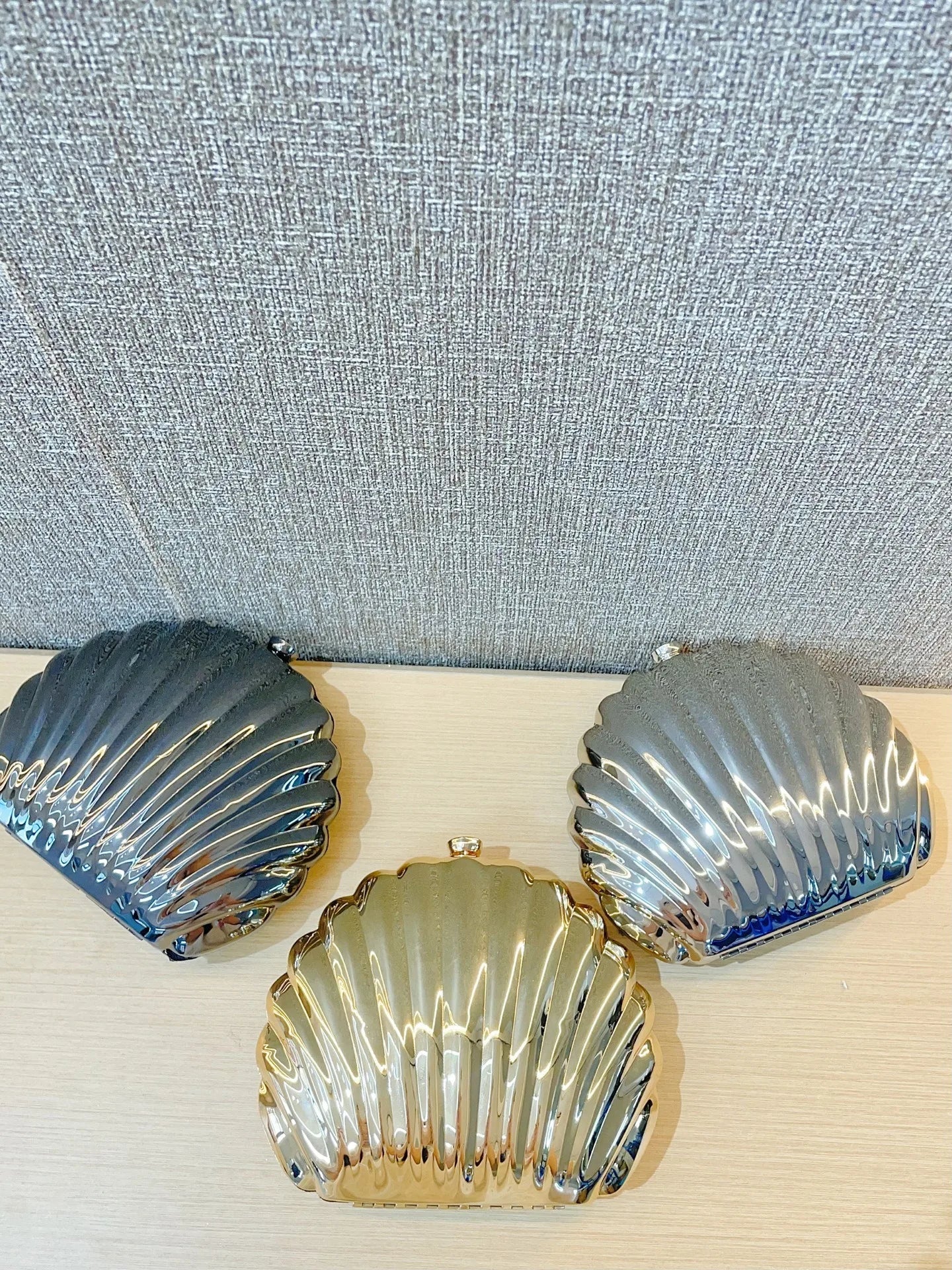 Acrylic Shell Evening Clutch | Cute Silver/Gold Designer Purse with Strap Luxegan