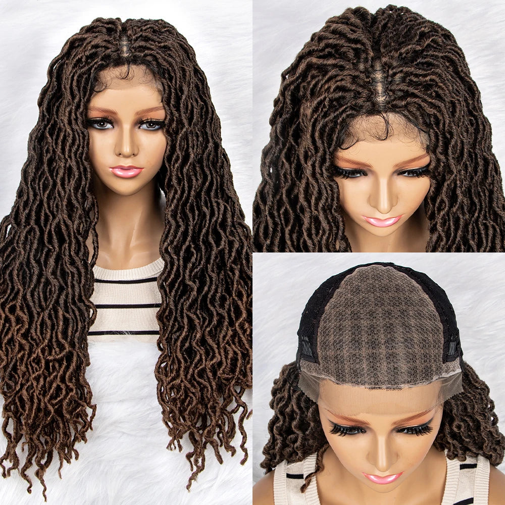 HD Transparent Lace Braided Wig with Lambswool Curls Luxegan
