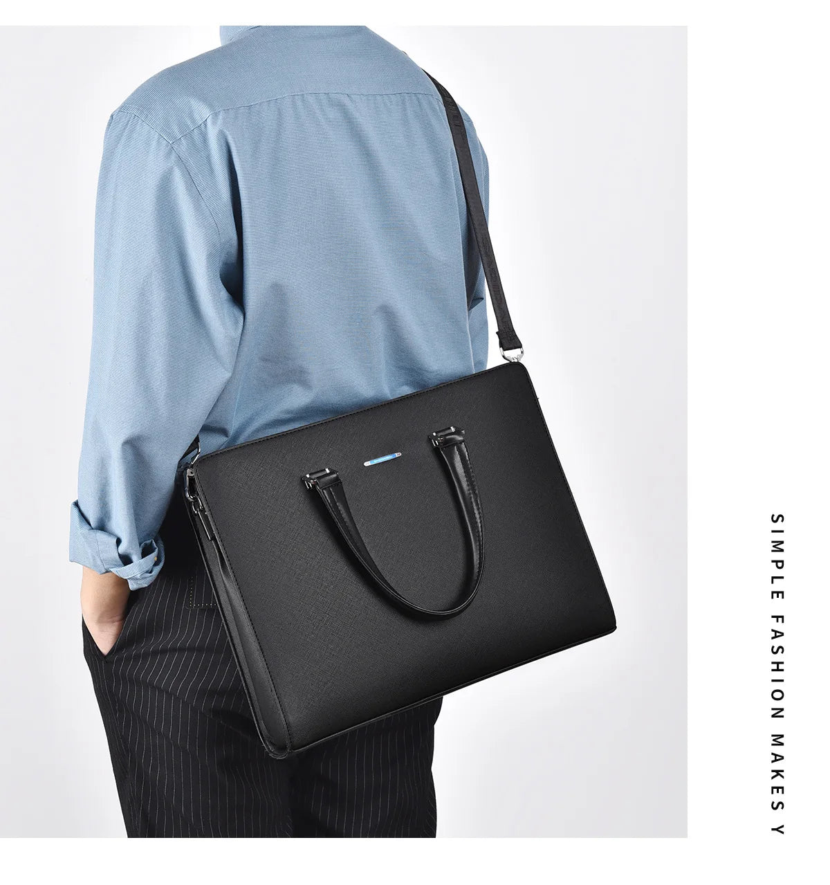 Luxury Office Business Briefcase | Sophisticated "14-Inch" Silhouette | Elegant Large Capacity Messenger Bag | "Dignified" High-Performance PVC Business Essential for Radiant Versatile Styling Luxegan