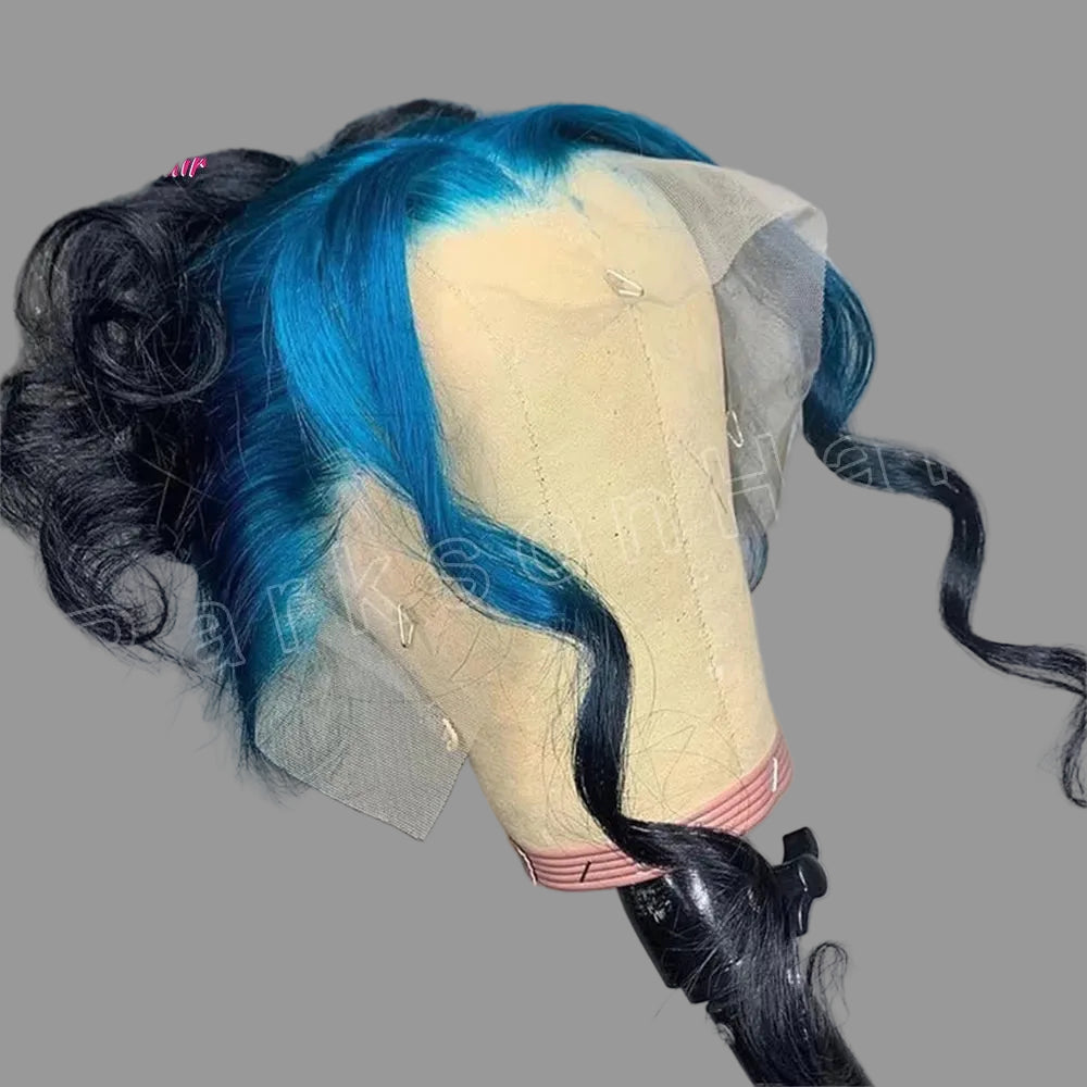 #4/613 Ombre Blonde Lace Front Wig | High-Impact Black with Blue Custom Tone Option | 13x4 HD Transparent Swiss Lace Frontal Body Wave Human Hair Wig for Women Luxegan