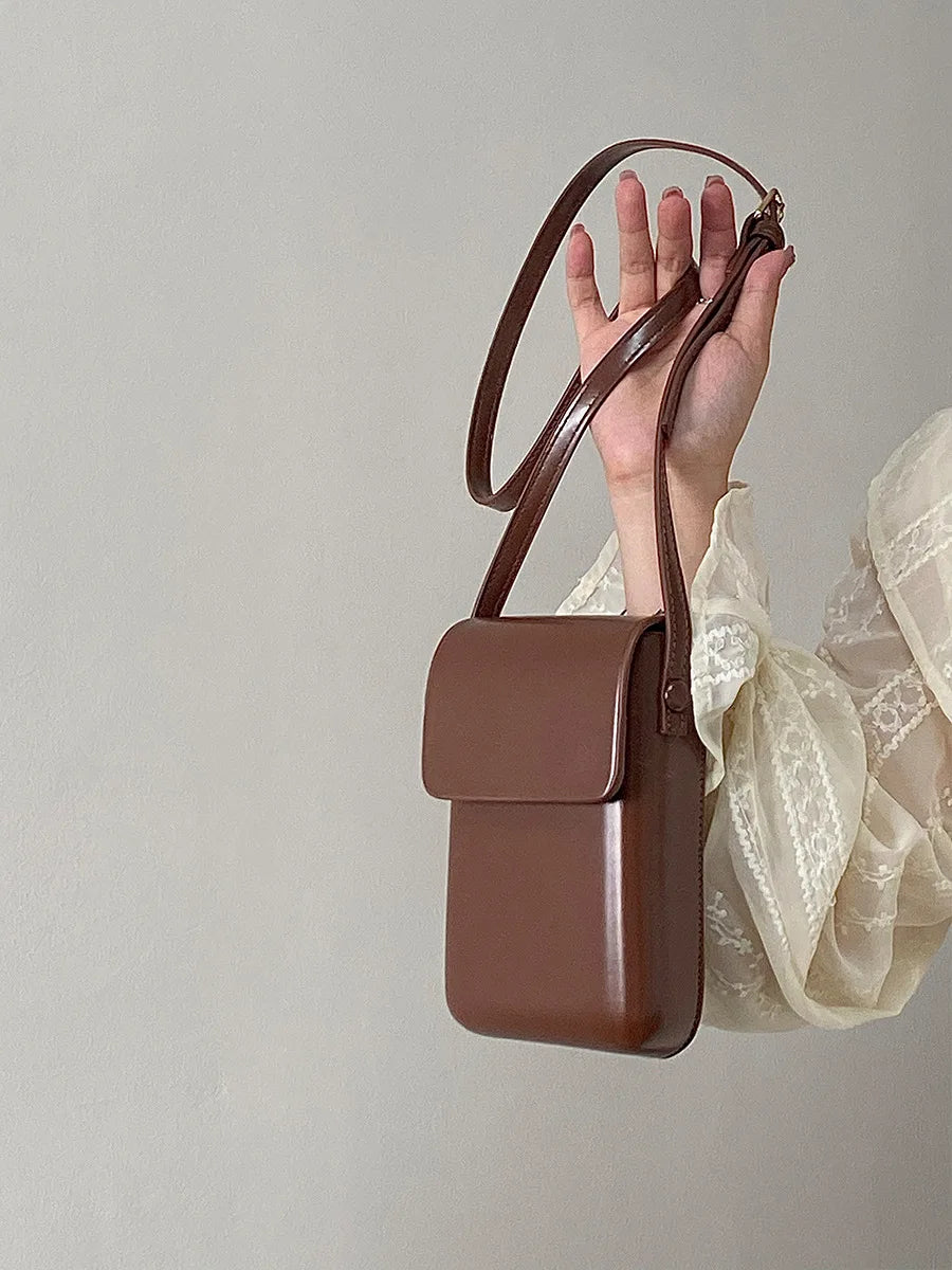 Mini PU Leather Crossbody Bag | Simple Flap Shoulder Purse Luxegan