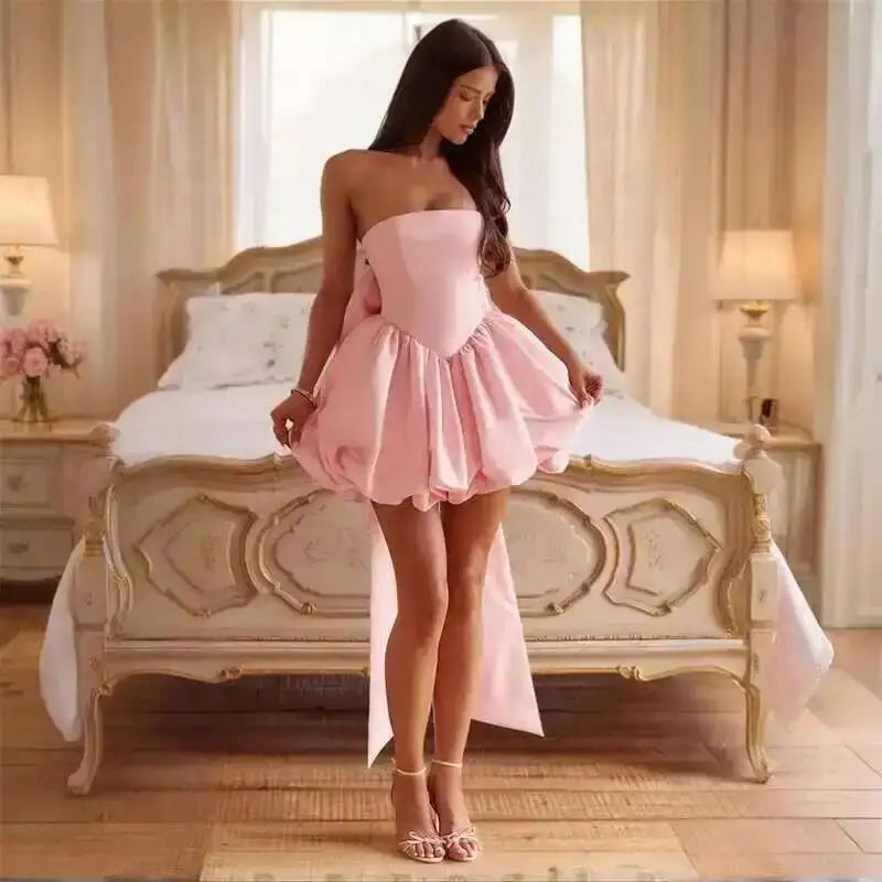 Townlike Bow Backless Sexy Party Dress Women Mini 2025 Spring Summer Dress Waist Wrap A-line Ball Gown Dresses