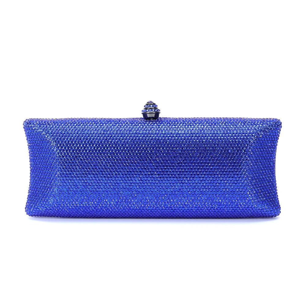 Colorful Diamond Gala Evening Bag | Sophisticated Rhinestone Party Clutch | Elegant Metallic Dinner Purse | "Dignified" Hard-Shell Bridal Handbag for Versatile Occasion Styling Luxegan