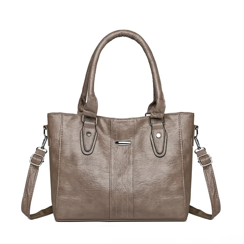 New Soft Leather Tote | Sophisticated Luxury Designer Shoulder Bag | Elegant Large-Capacity Commute Purse | "Dignified" Soft Vintage Handbag for Versatile Styling Luxegan
