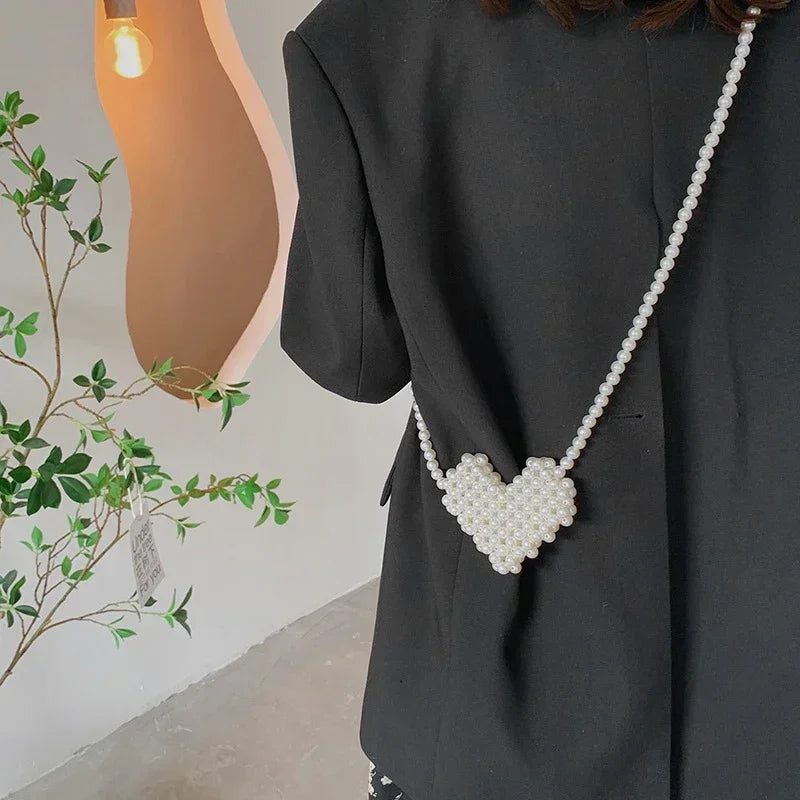 Heart Mini Bag | Cute Pearl Shoulder & Crossbody Bag Luxegan